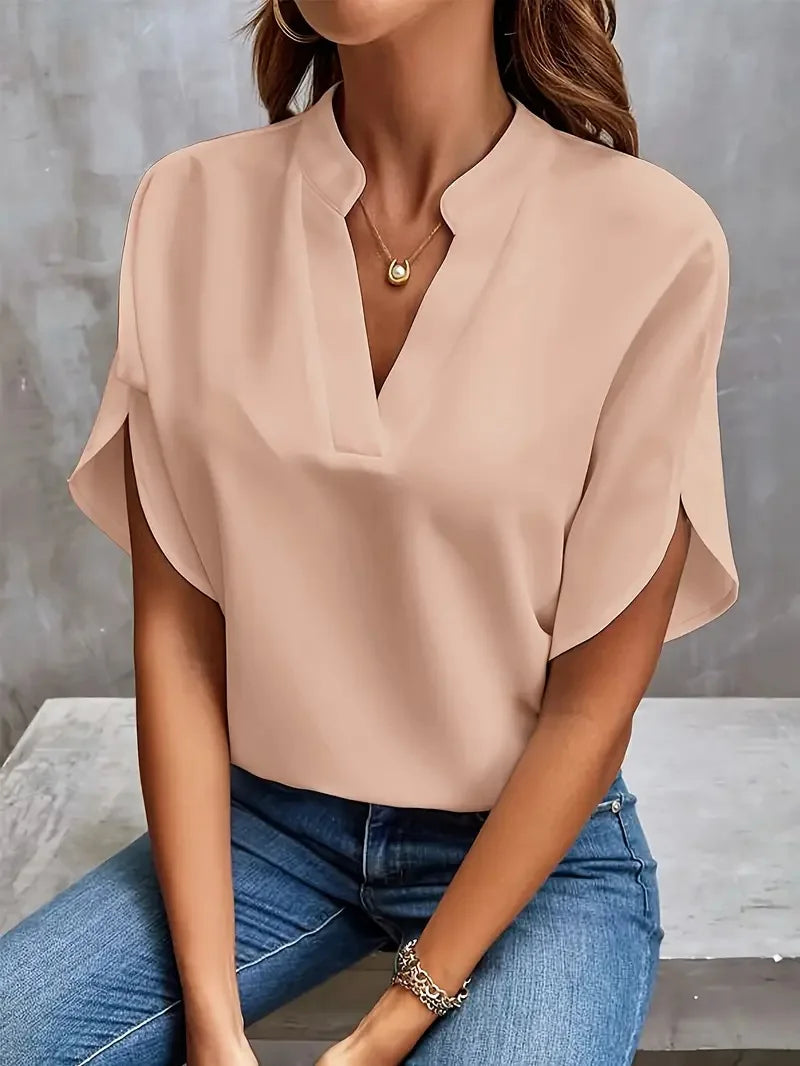 Delia Elegant V Neck Blouse Ellie s Boutique delia-elegant-v-neck-blouse-ellie-s-boutique